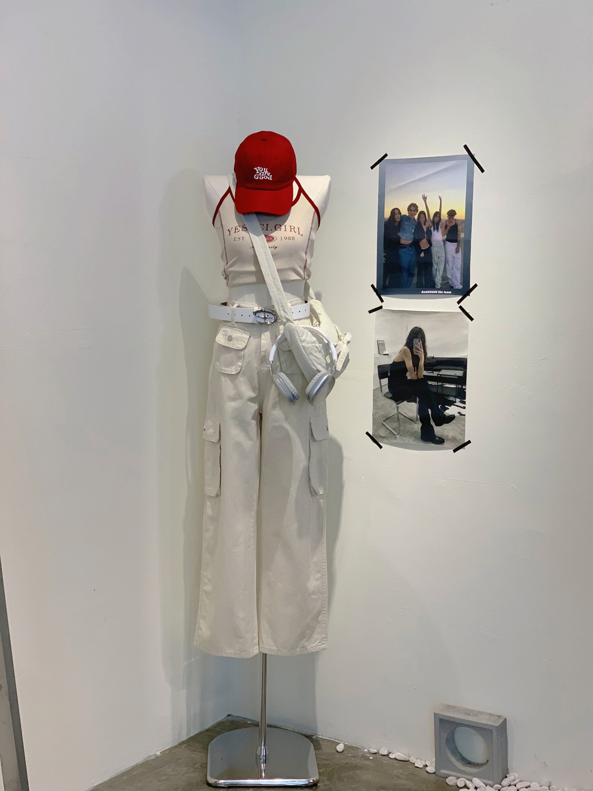 700636 沙色多口袋牛仔长裤