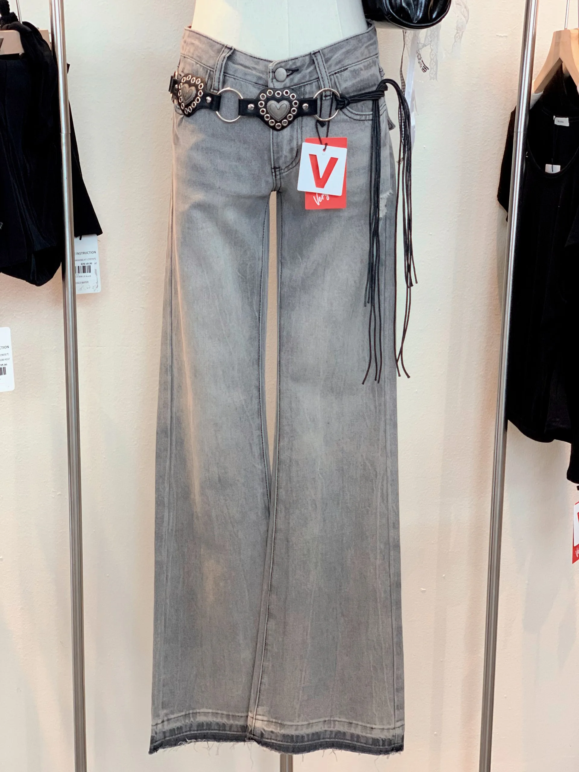 Alternative view of 700968 1099黑灰超低腰牛仔长裤