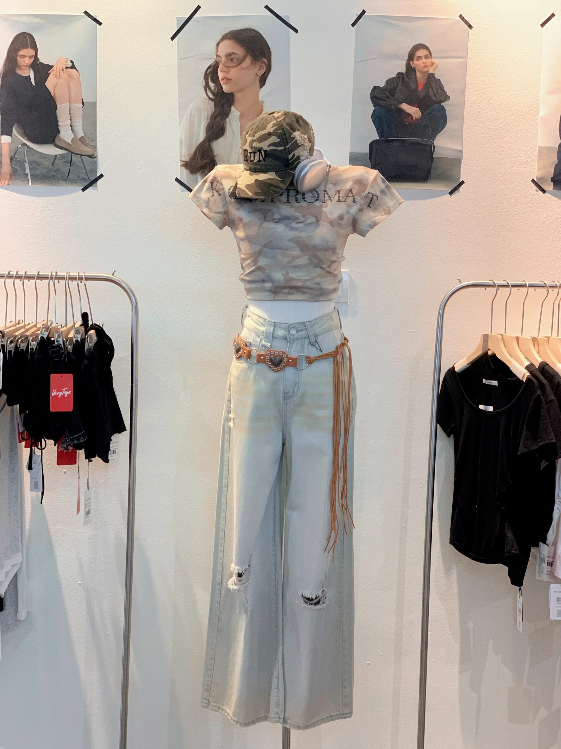 700977 89891扎染灰蓝色牛仔长裤