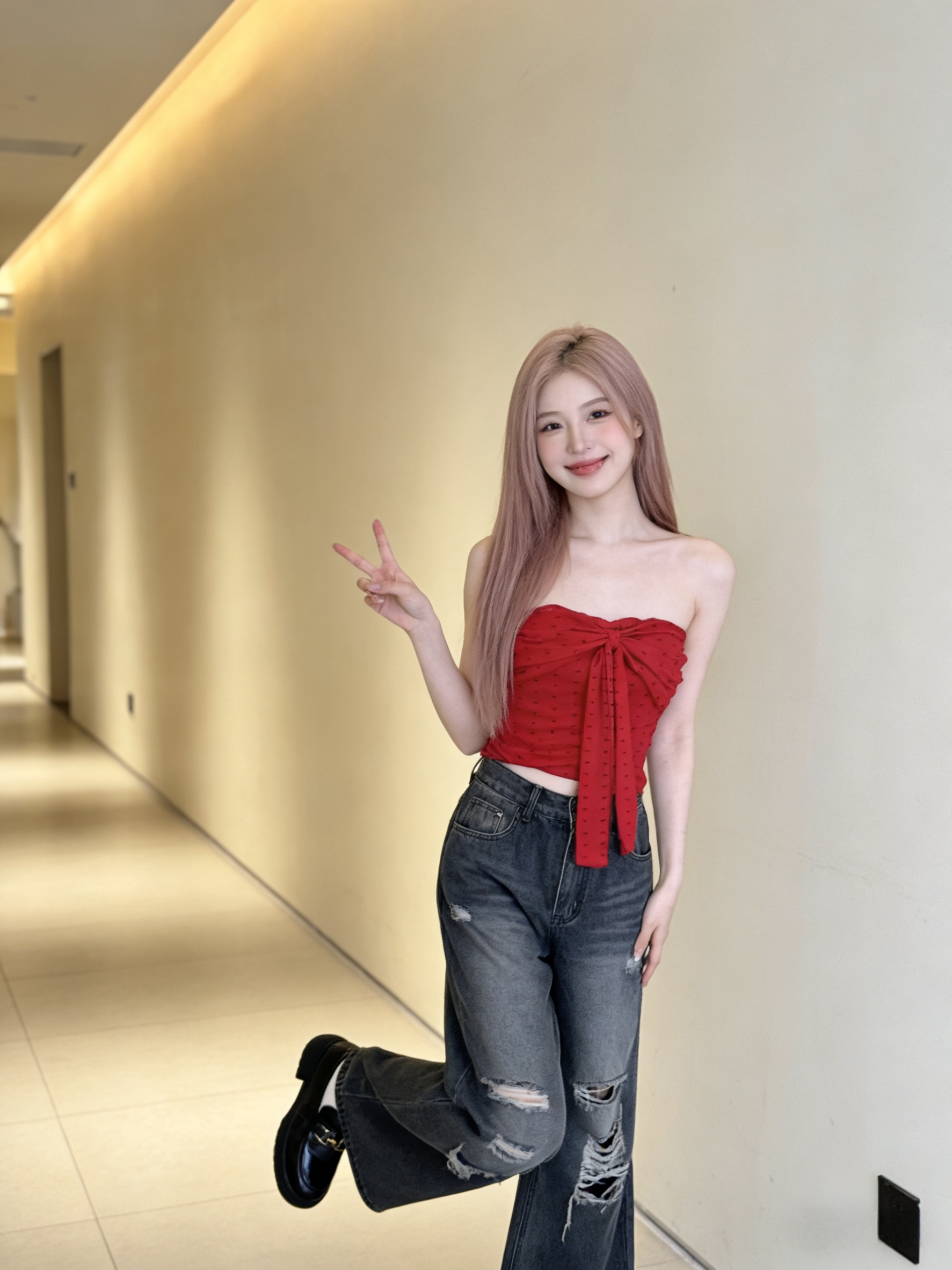 501078 UNW10077 黑灰色牛仔长裤