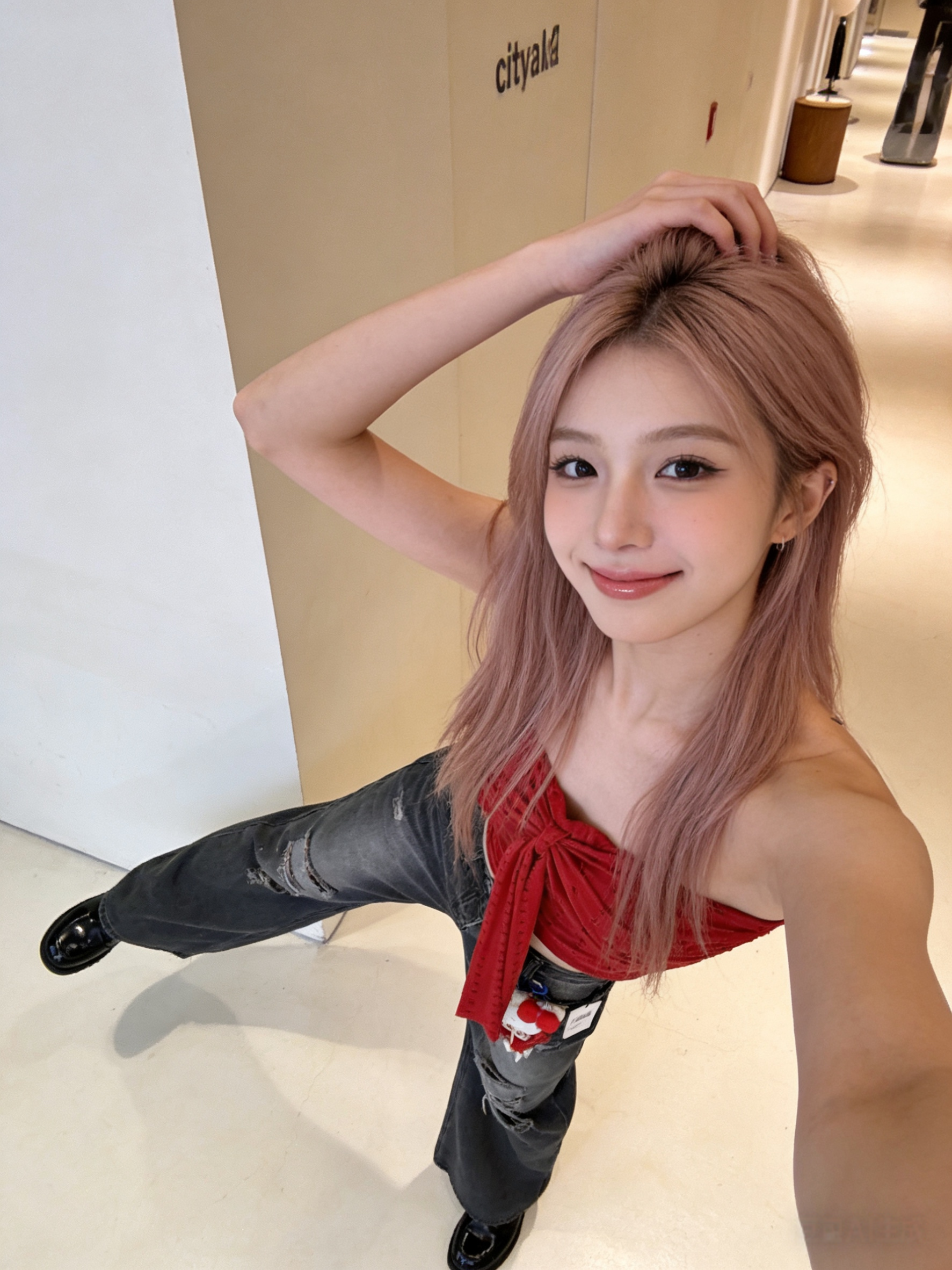 Alternative view of 501078 UNW10077 黑灰色牛仔长裤