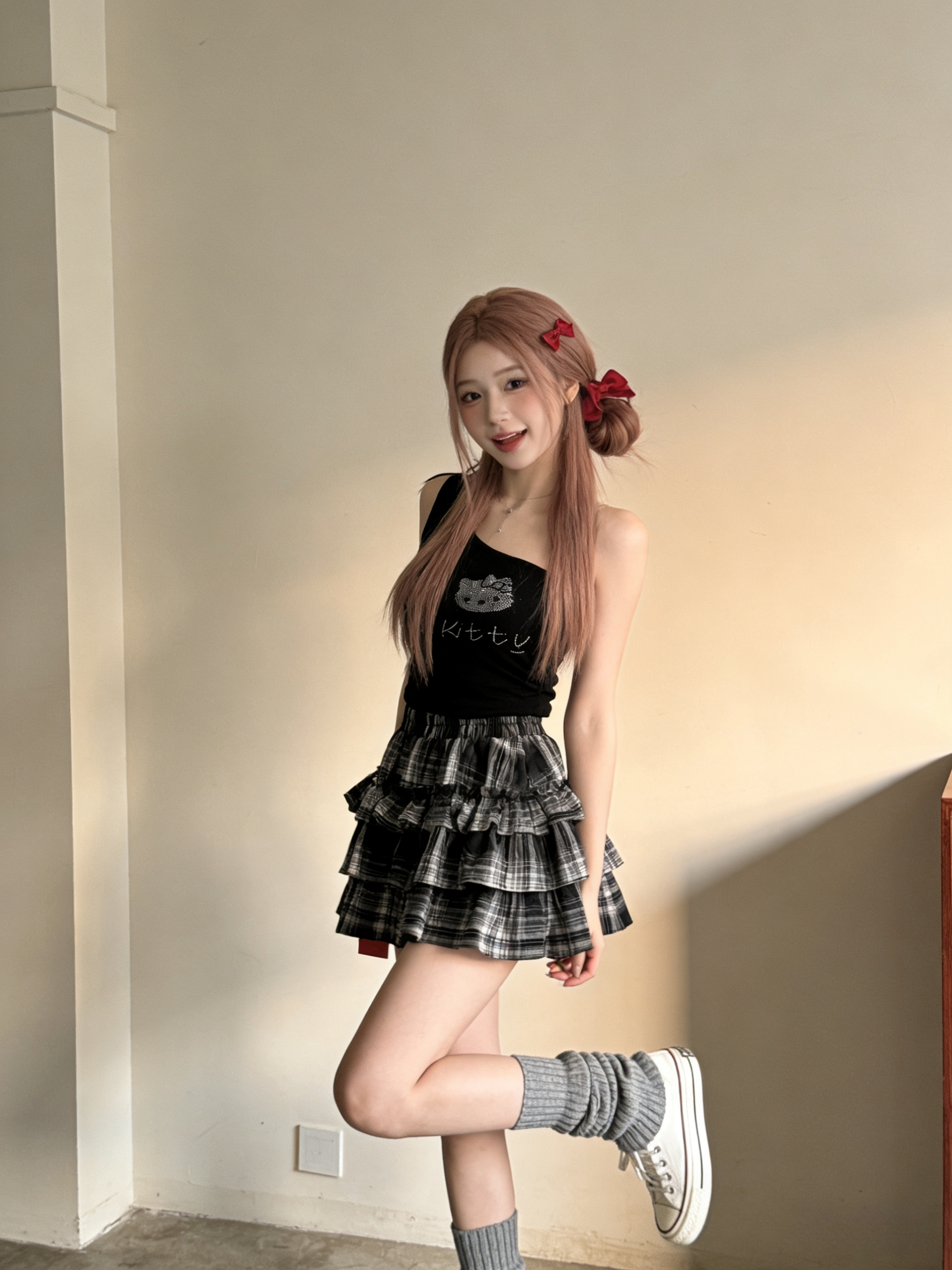 Alternative view of 602698 297 复古格子蛋糕裙