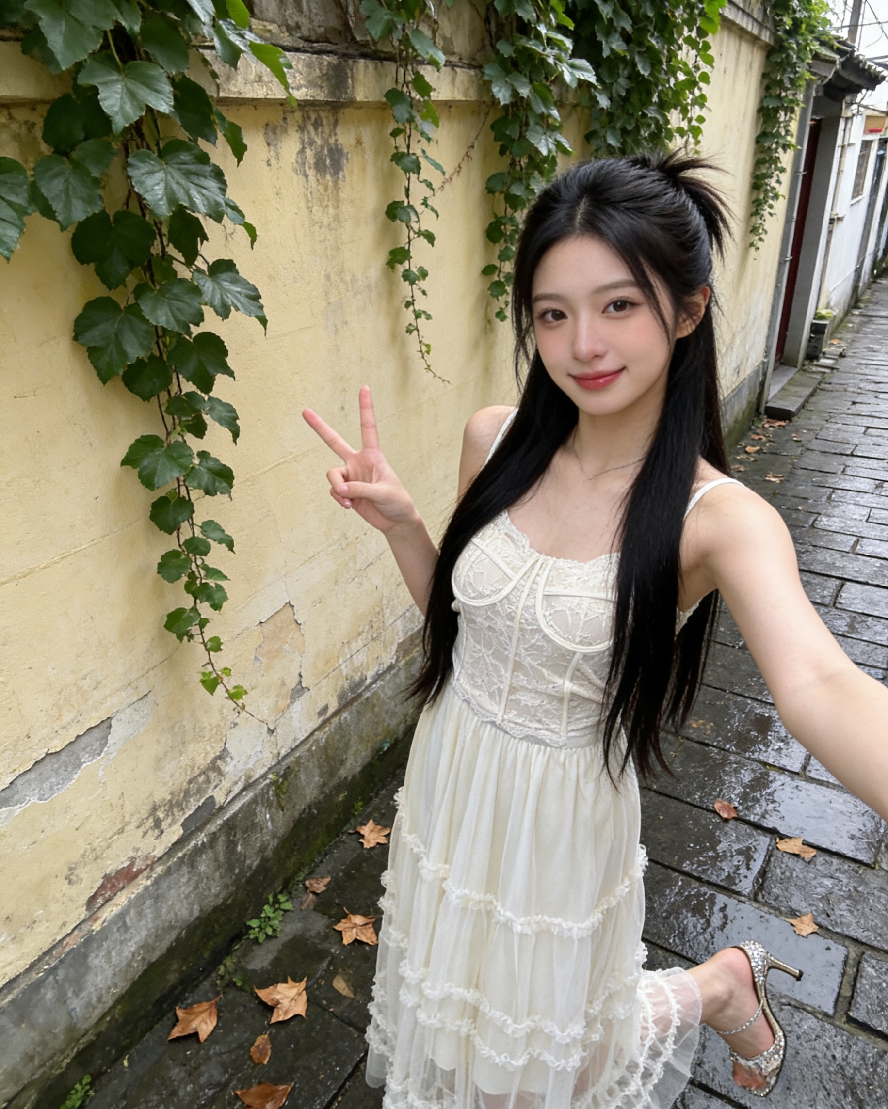 112674 2053 鱼骨蕾丝性感背心