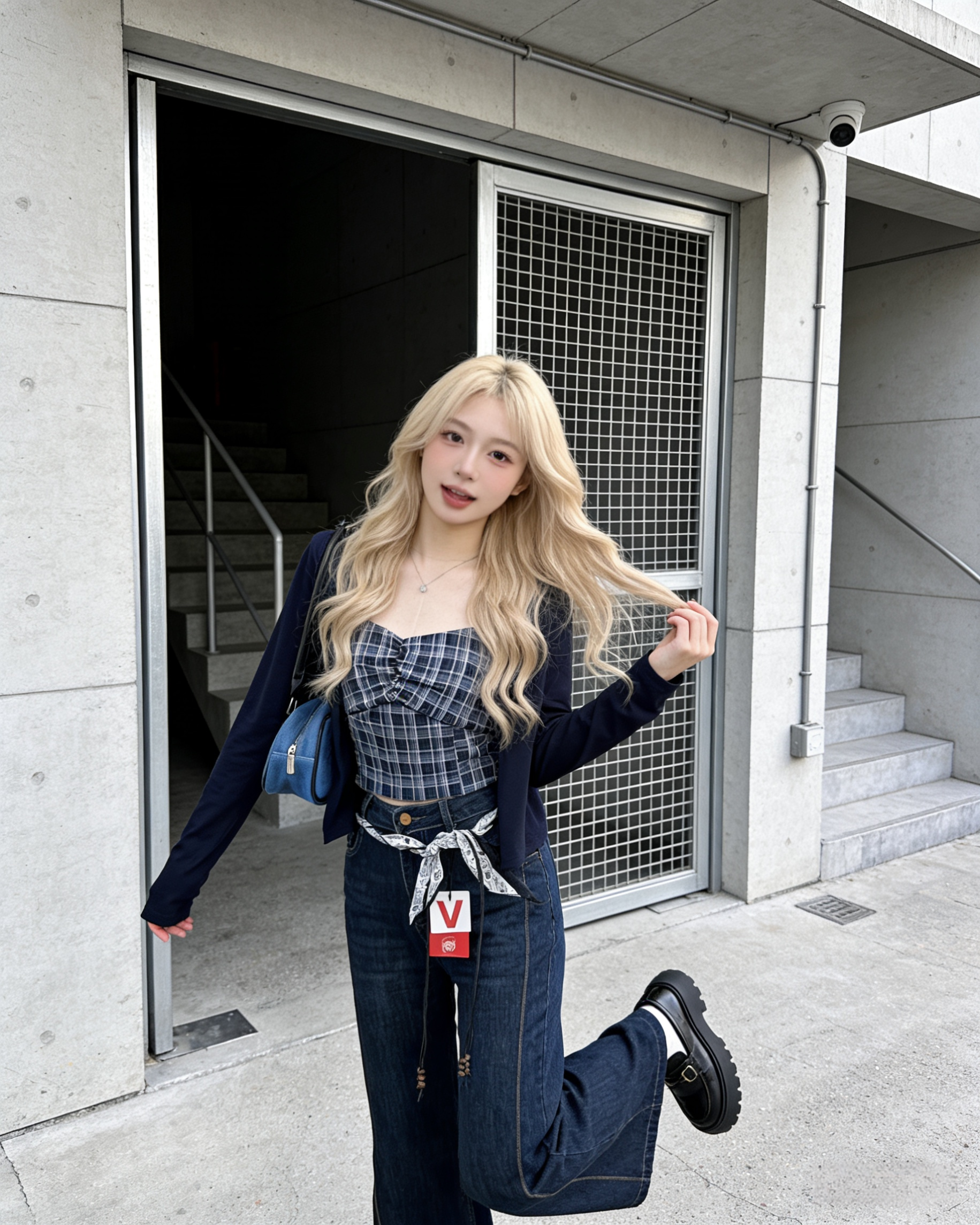 Alternative view of 1101382 310 韩系格子两件套长袖