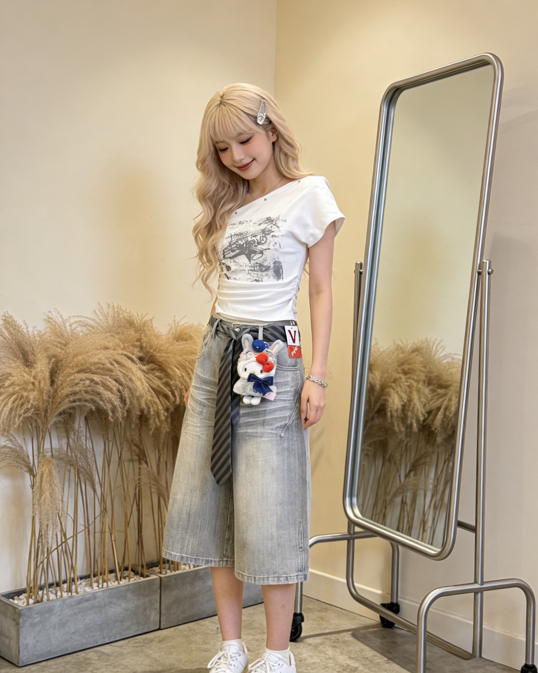 501413 8239 水洗灰七分裤