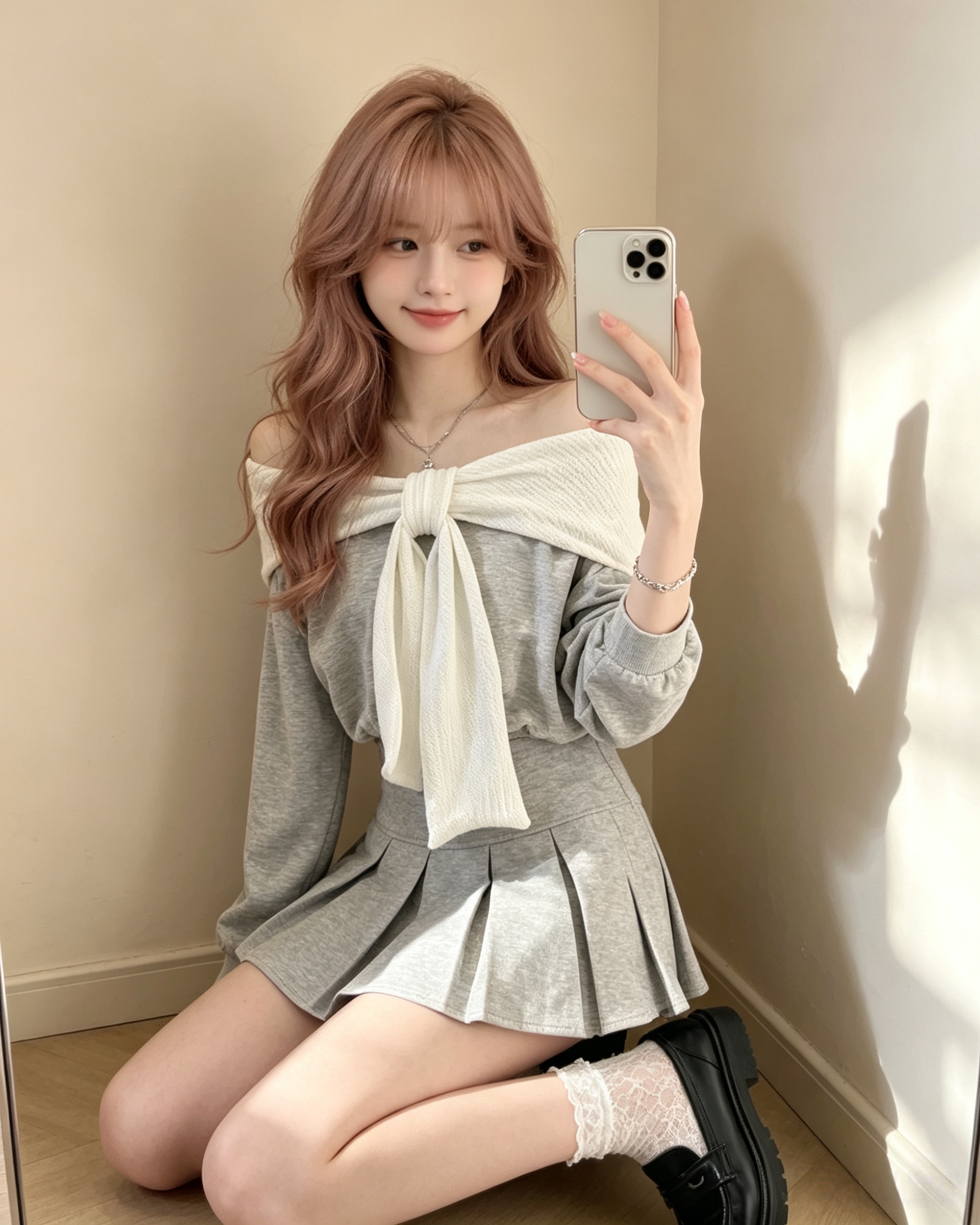 Alternative view of 6636 灰色蝴蝶结套装裙