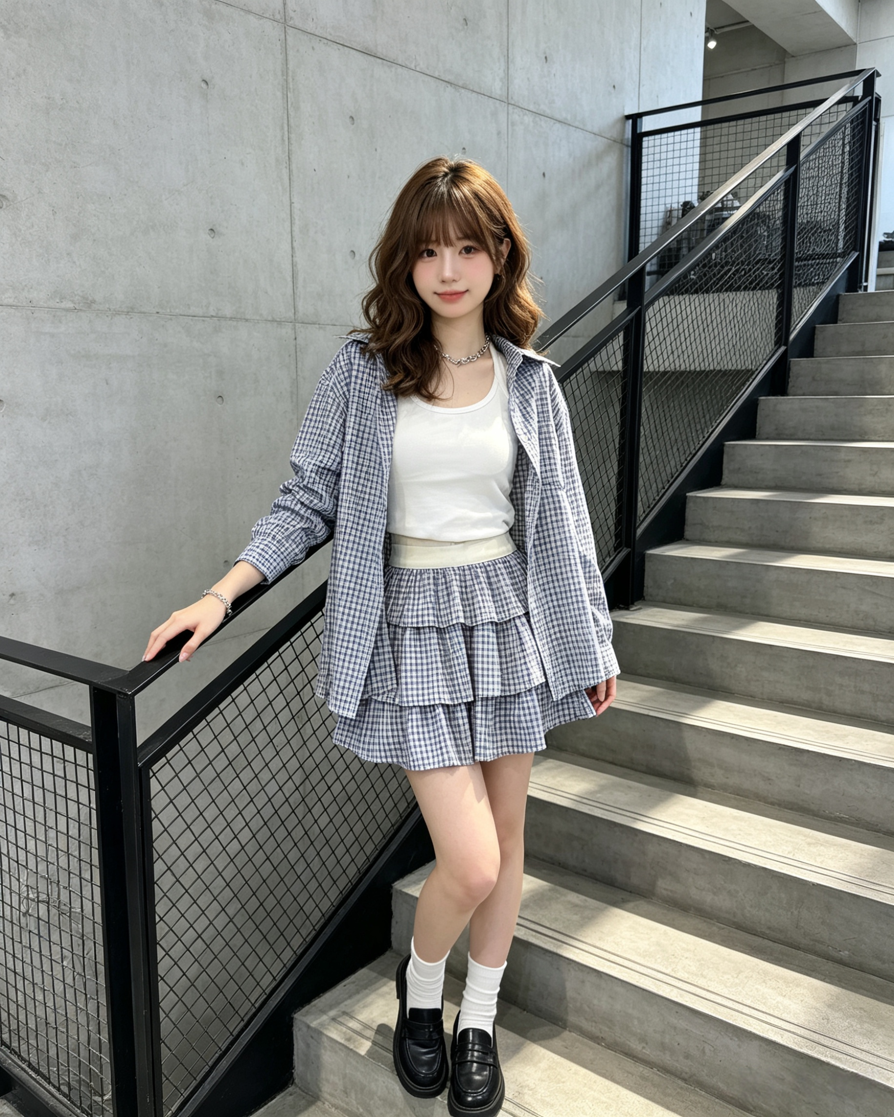 1101385 2611 蓝色格子套装裙