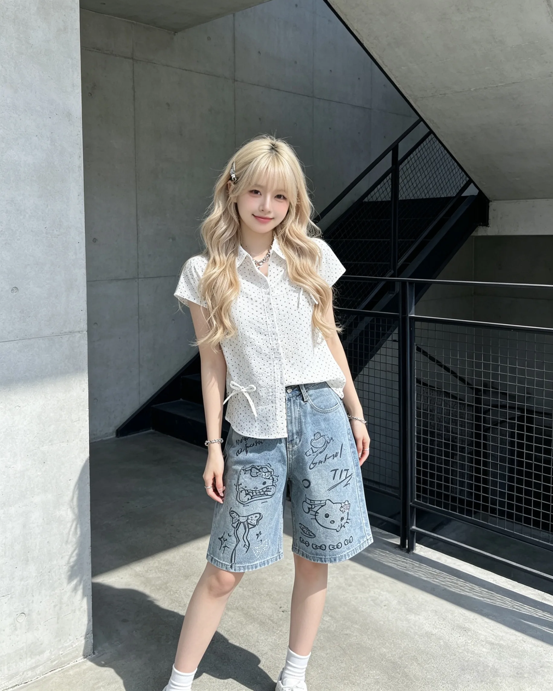 501554 1550 kitty牛仔七分裤