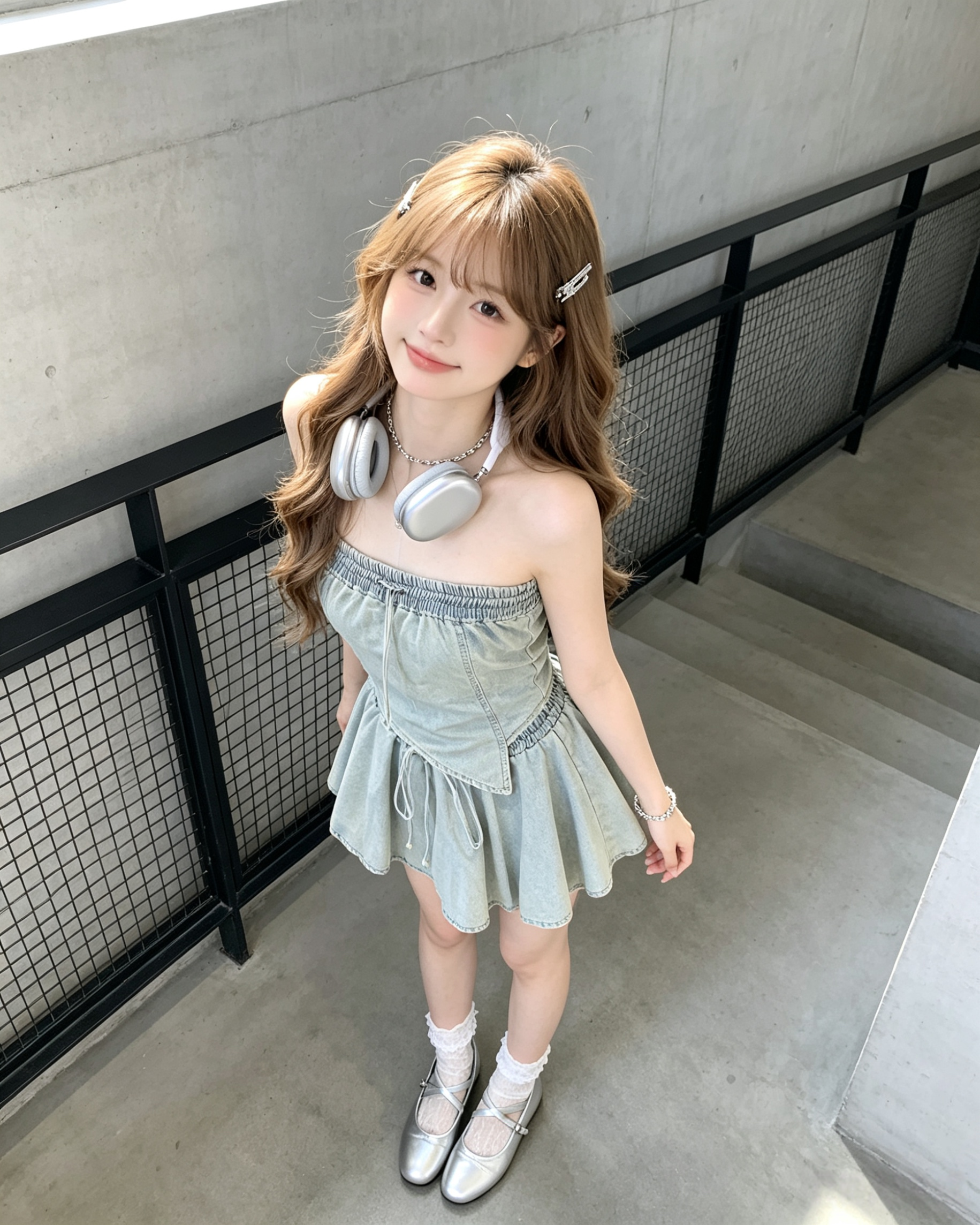 1101506 5589 牛仔抹胸+短裙套装