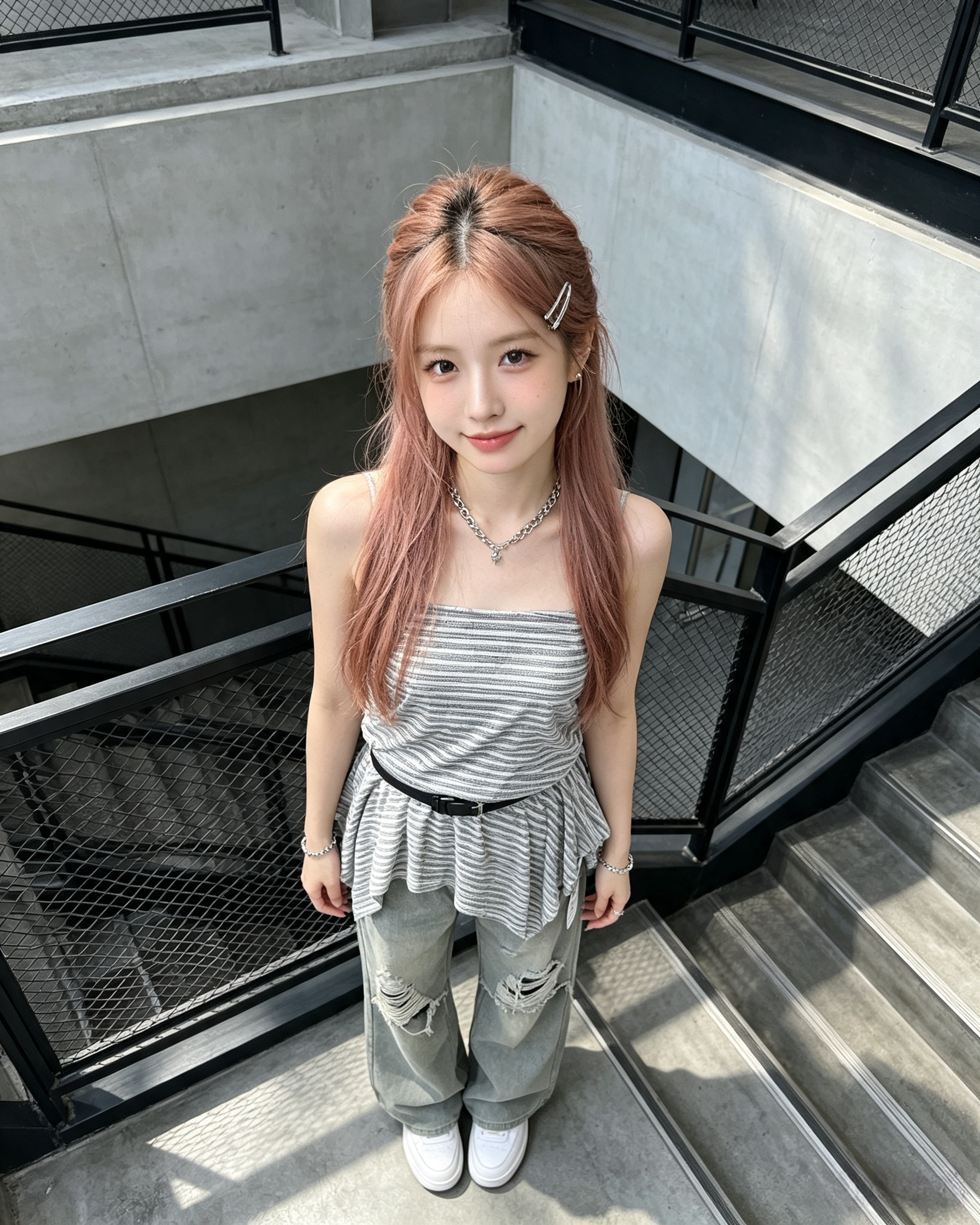 114134 85652条纹抹胸配腰带